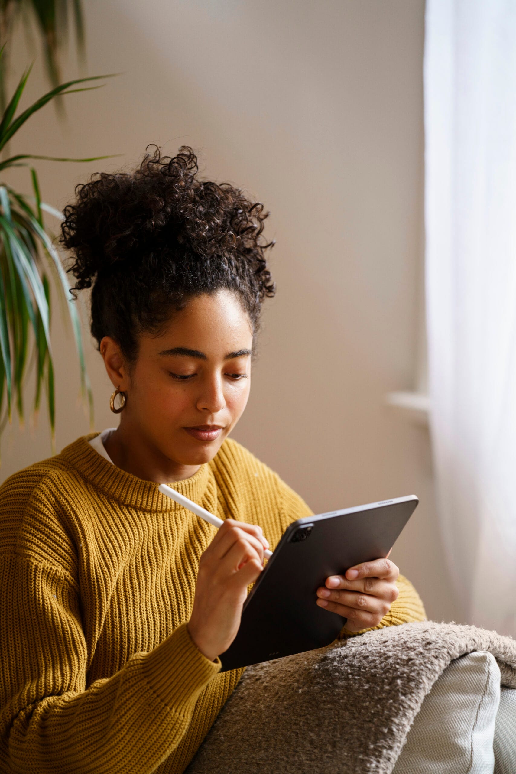 woman using digital tablet technology